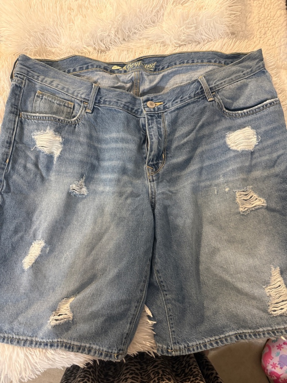 Old Navy Light Blue Distressed Boyfriend Jeans Shorts